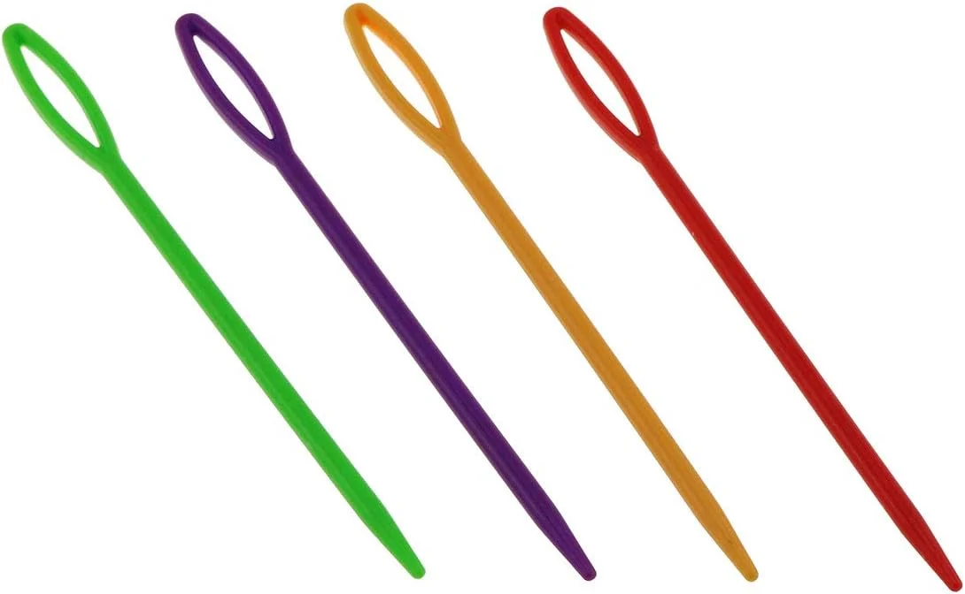 سوزن پلاستیکی خیاطی 50 عددی 3 1/2 اینچی، سوزن های بندبازی پلاستیکی رنگارنگ با چشم بزرگ ایمن برای خیاطی و صنایع دستی دست ساز