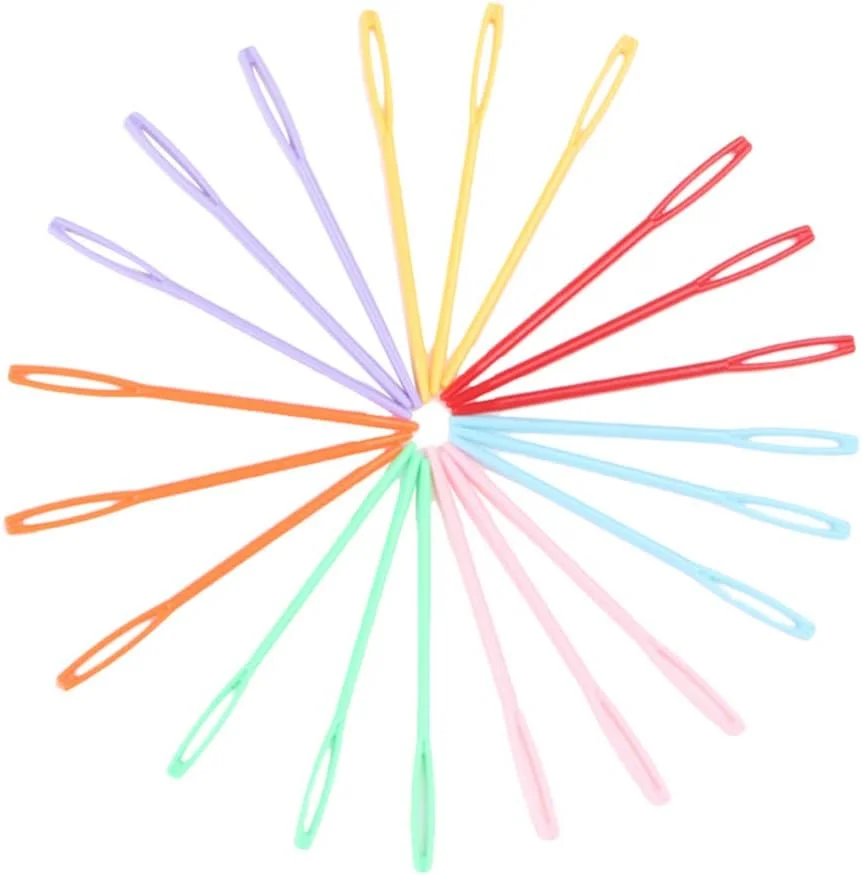 30 عدد سوزن پلاستیکی خیاطی با سوراخ بزرگ، سوزن های بافتنی ایمنی رنگارنگ 7 و 9 سانتی متری، برای کاردستی کودکان، خیاطی و صنایع دستی دست ساز