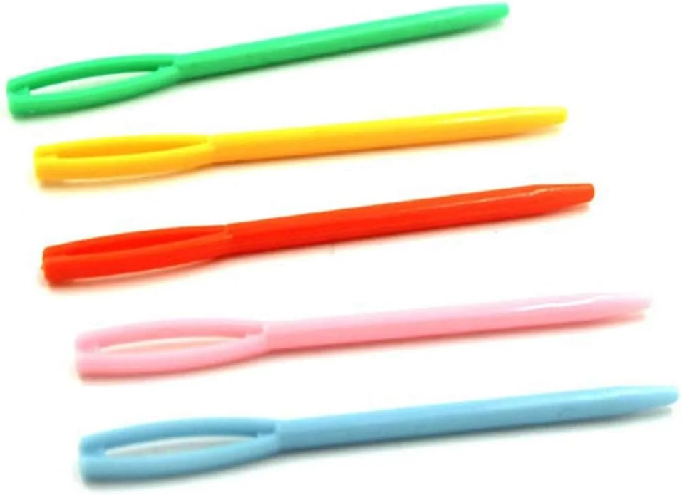 30 عدد سوزن پلاستیکی خیاطی با سوراخ بزرگ، سوزن های بافتنی ایمنی رنگارنگ 7 و 9 سانتی متری، برای کاردستی کودکان، خیاطی و صنایع دستی دست ساز