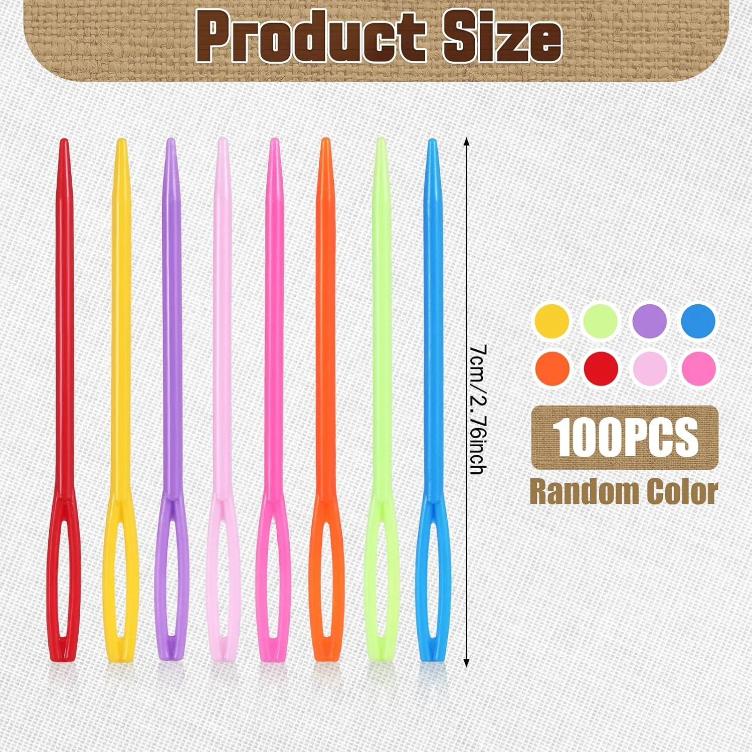 100 عدد سوزن پلاستیکی خیاطی، سوزن های نخ 7 سانتی متری با چشم بزرگ، سوزن های بافت توری، سوزن های ایمنی گلدوزی، سوزن های رفو رنگارنگ برای خیاطی DIY صنایع دستی دست ساز