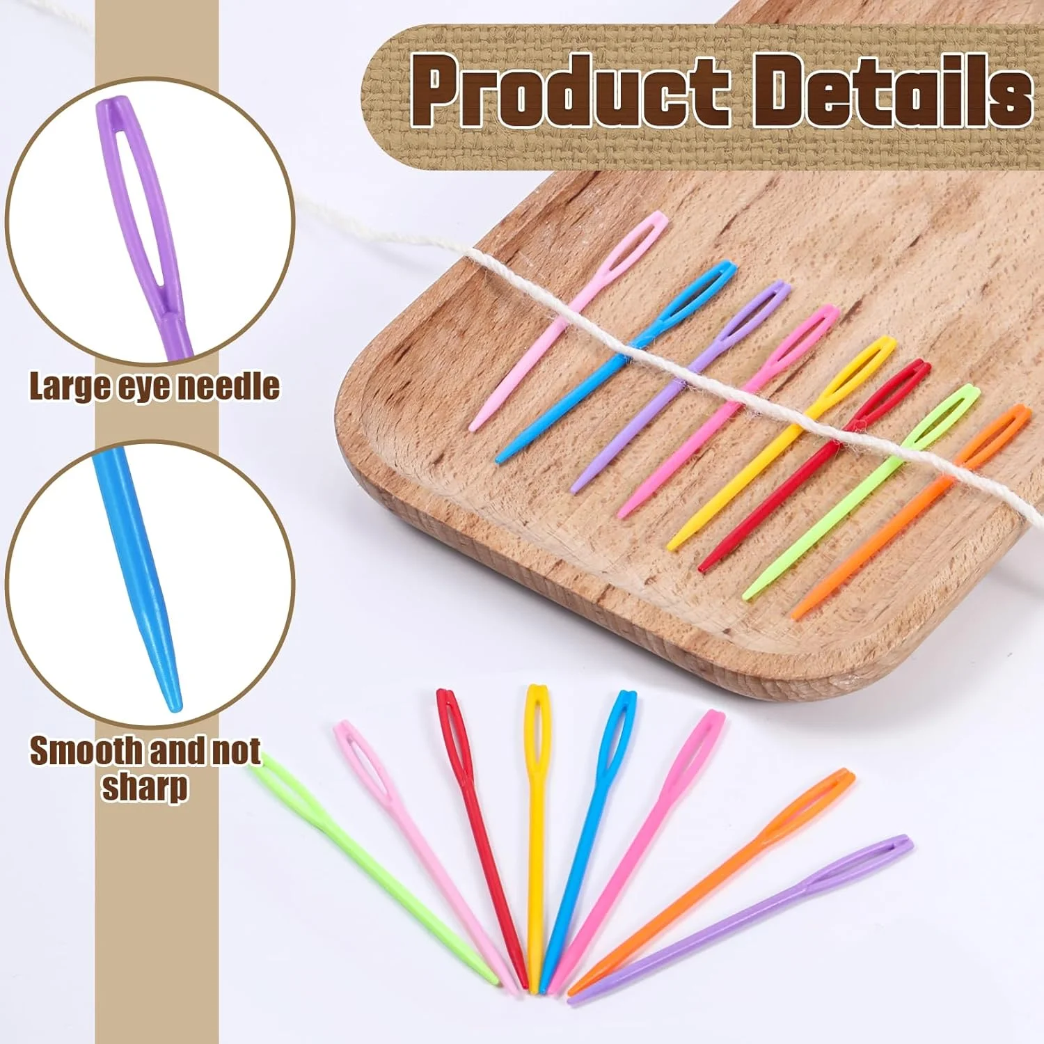 100 عدد سوزن پلاستیکی خیاطی، سوزن های نخ 7 سانتی متری با چشم بزرگ، سوزن های بافت توری، سوزن های ایمنی گلدوزی، سوزن های رفو رنگارنگ برای خیاطی DIY صنایع دستی دست ساز