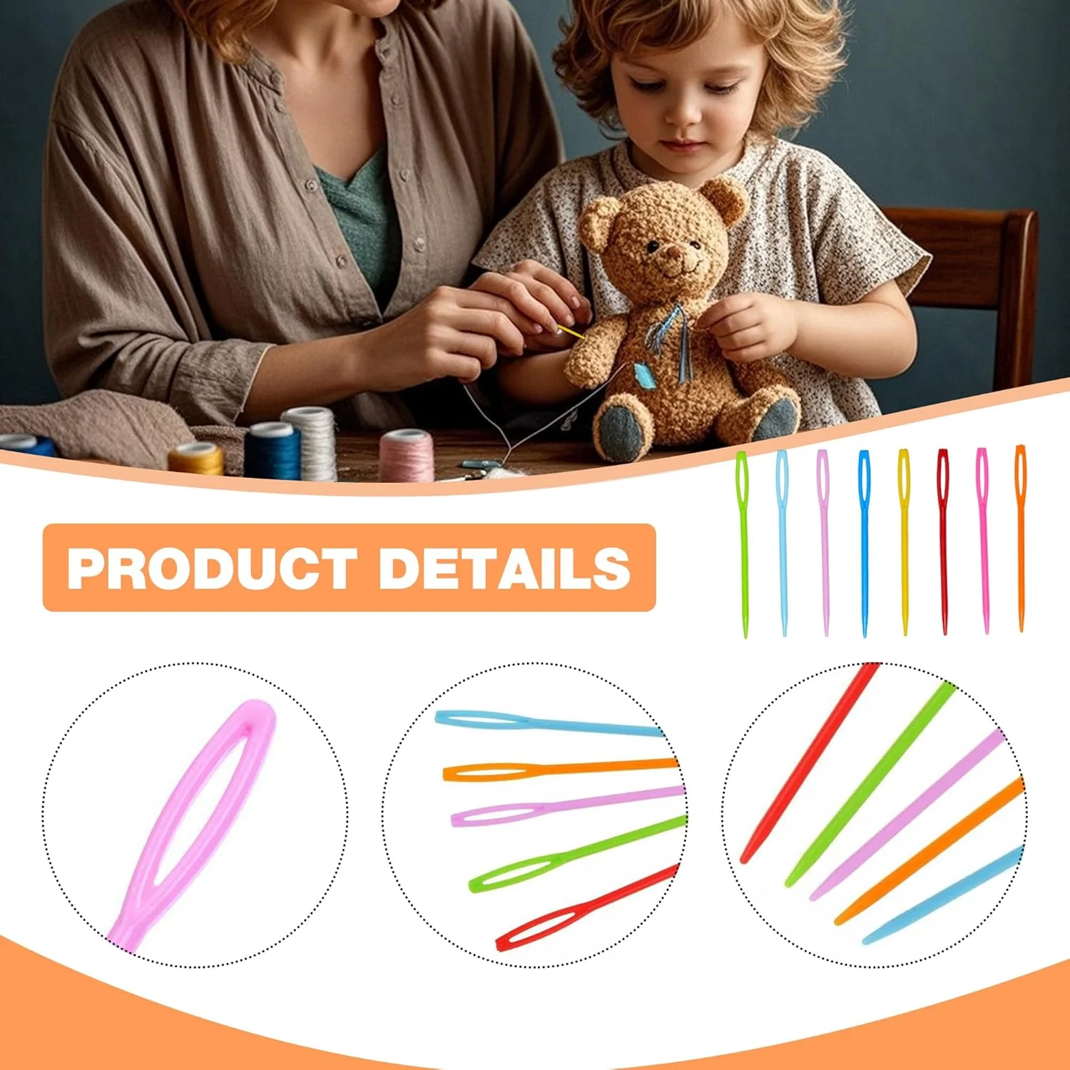 120 عدد سوزن پلاستیکی دستی، سوزن های پلاستیکی برای کودکان، سوزن های خیاطی پلاستیکی 7 سانتی متری برای کودکان، سوزن های خیاطی دستی کودکان، سوزن های خیاطی کودکان برای صنایع دستی دست ساز DIY