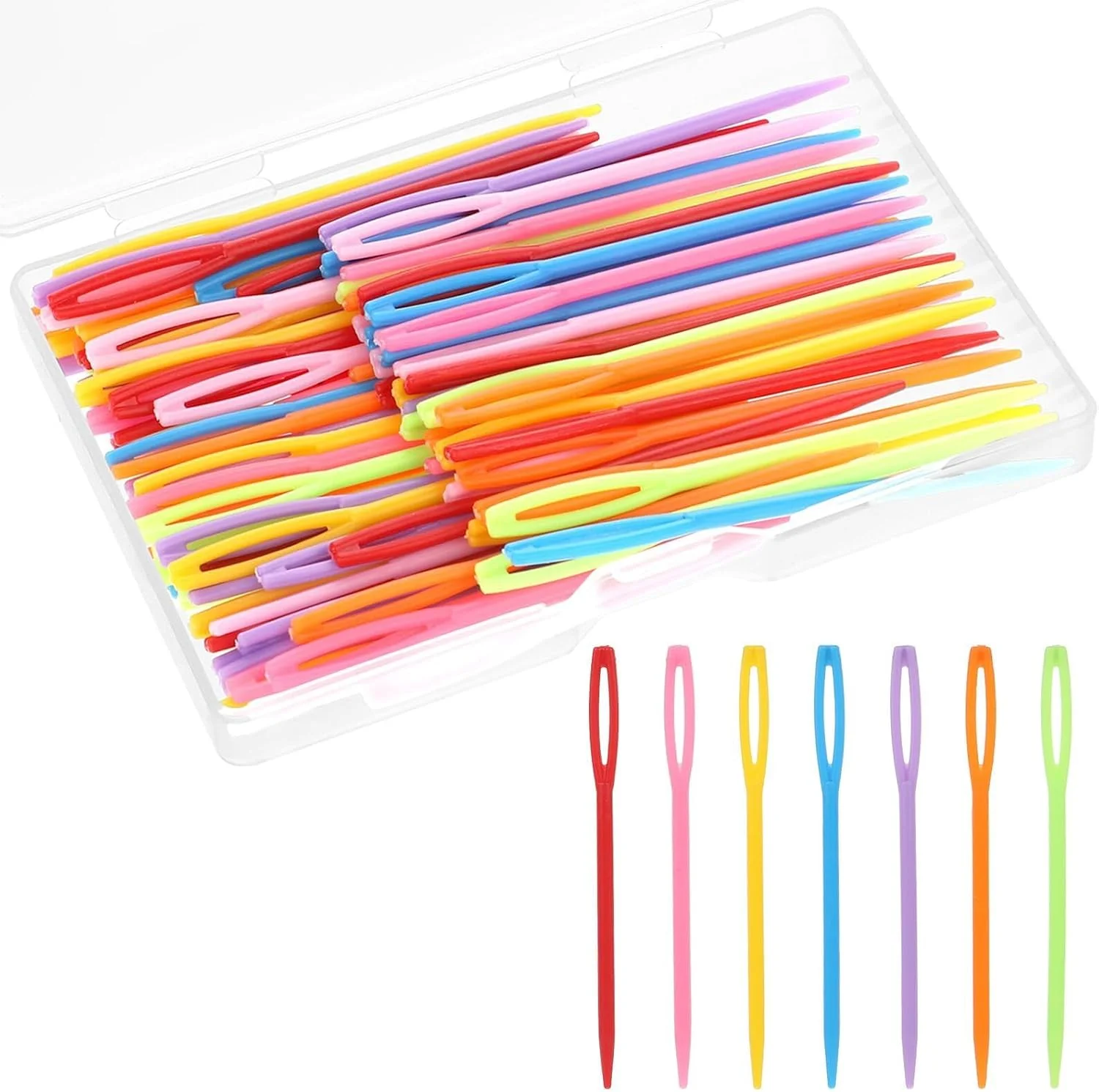 40 عدد سوزن خیاطی پلاستیکی با سوراخ بزرگ، سوزن بافندگی و خیاطی رنگارنگ، سوزن خیاطی چشمی برای کودکان، سوزن های آموزشی، سوزن خیاطی پلاستیکی برای صنایع دستی خیاطی و کاردستی کودکان