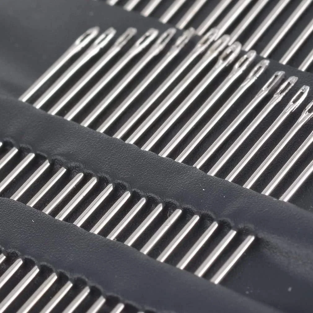 مجموعه 55 عددی سوزن های خیاطی دستی استیل ضد زنگ با چشم بزرگ در اندازه های مختلف به همراه 5 سوزن جامبو سایز بزرگ رایگان و 1 سوزن نخ کن رایگان