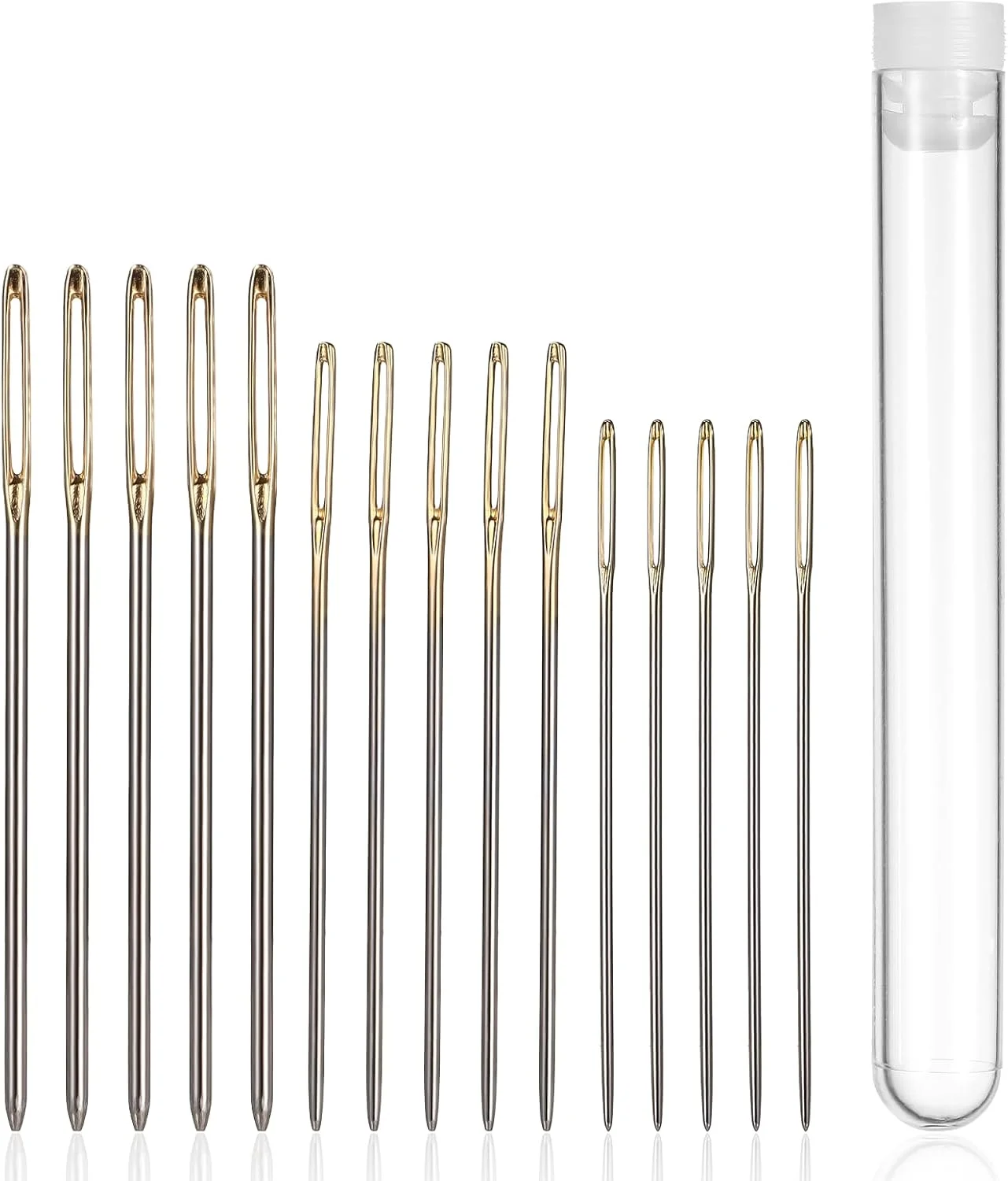 15 عدد سوزن گلدوزی چشم بزرگ، سوزن های گلدوزی برای خیاطی دستی سایز 22، 24 و 26، سوزن نوک گرد نخ گلدوزی، سوزن استیل ضد زنگ برای صنایع دستی خیاطی دستی