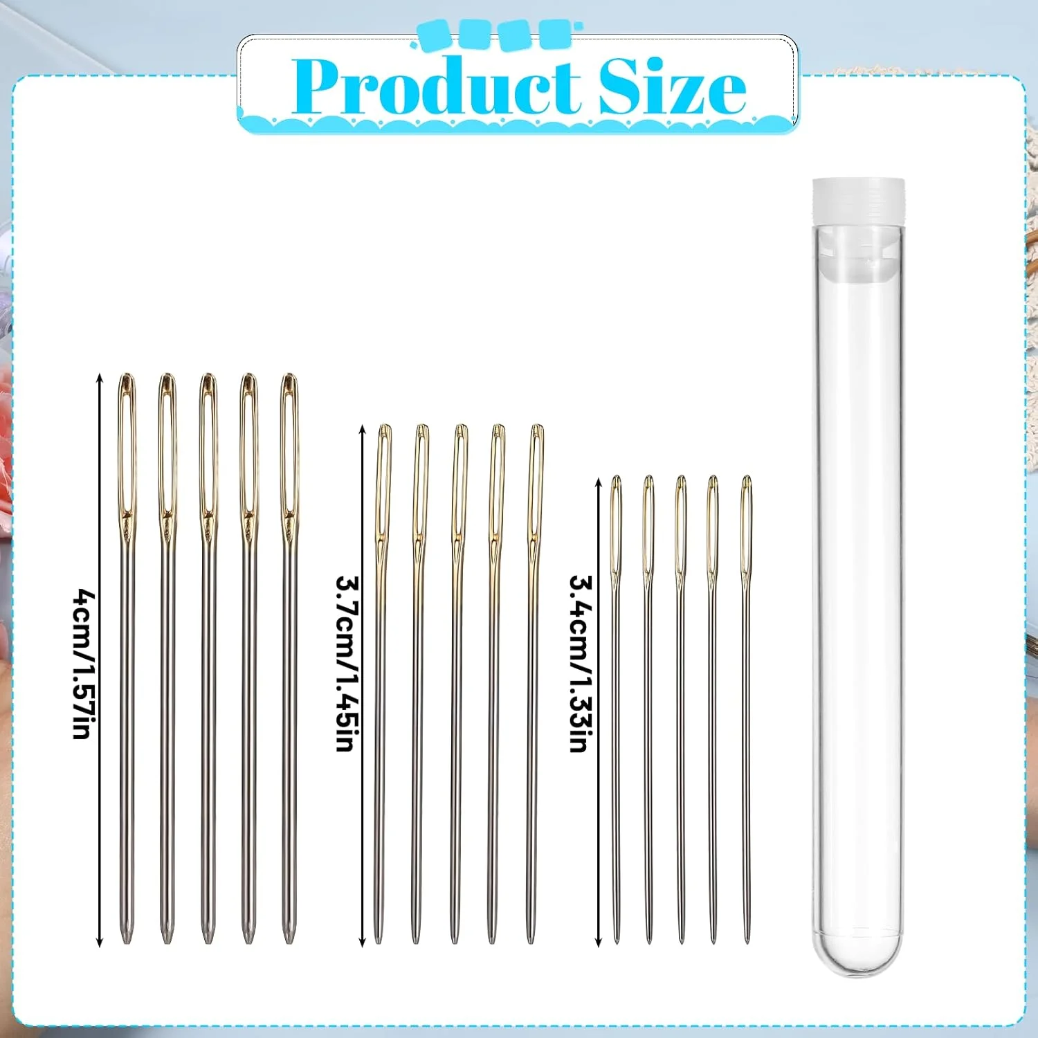 15 عدد سوزن گلدوزی چشم بزرگ، سوزن های گلدوزی برای خیاطی دستی سایز 22، 24 و 26، سوزن نوک گرد نخ گلدوزی، سوزن استیل ضد زنگ برای صنایع دستی خیاطی دستی