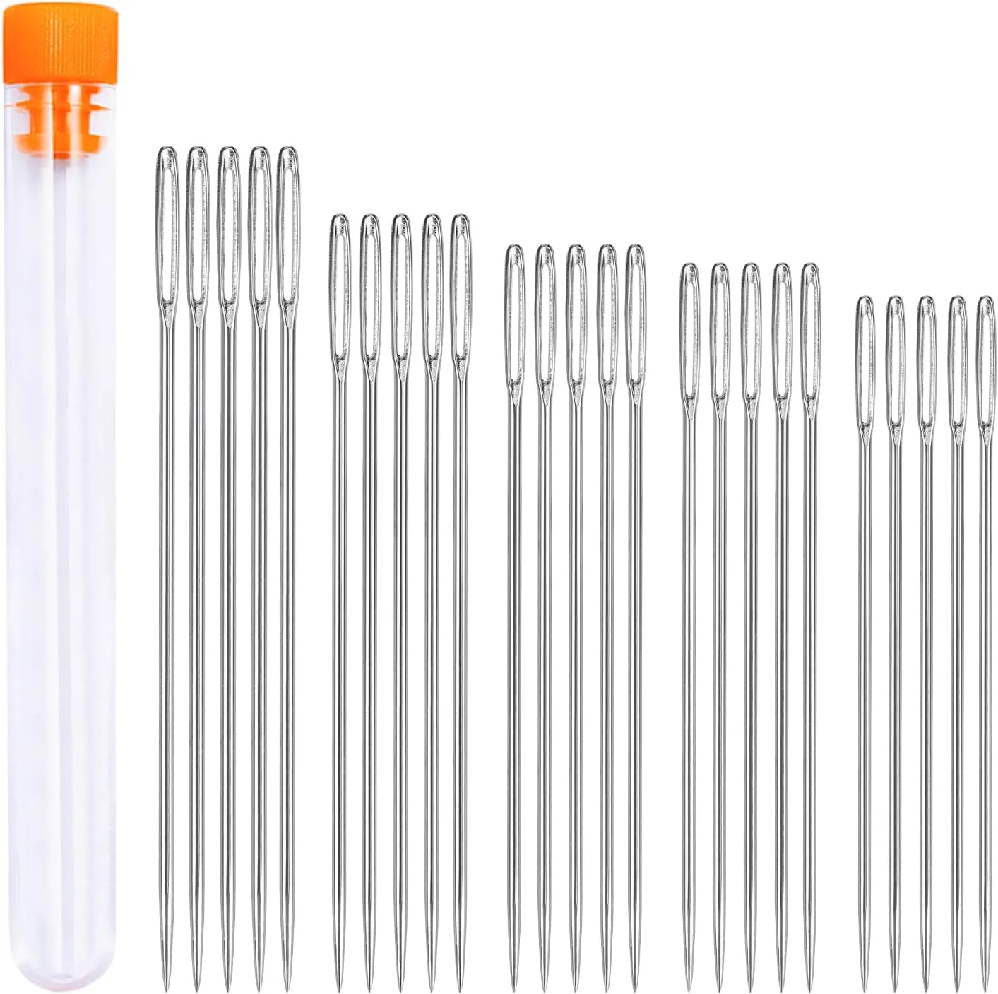 ست 60 عددی سوزن خیاطی، 5 سایز سوزن چشم بزرگ، ست سوزن خیاطی دستی برای صنایع دستی خیاطی دستی، سوزن خیاطی با بطری سوزن، سوزن های استیل ضد زنگ برای خیاطی و صنایع دستی