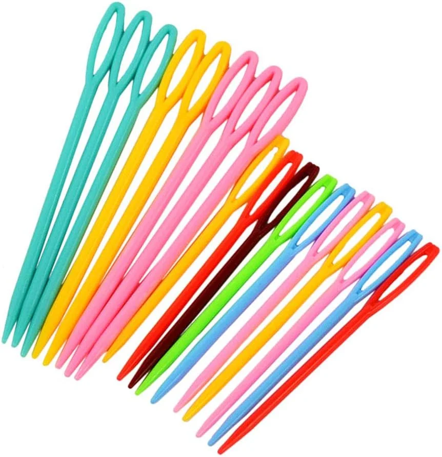 20 عدد سوزن پلاستیکی رنگی مخلوط برای خیاطی دستی، بافتنی و رفو
