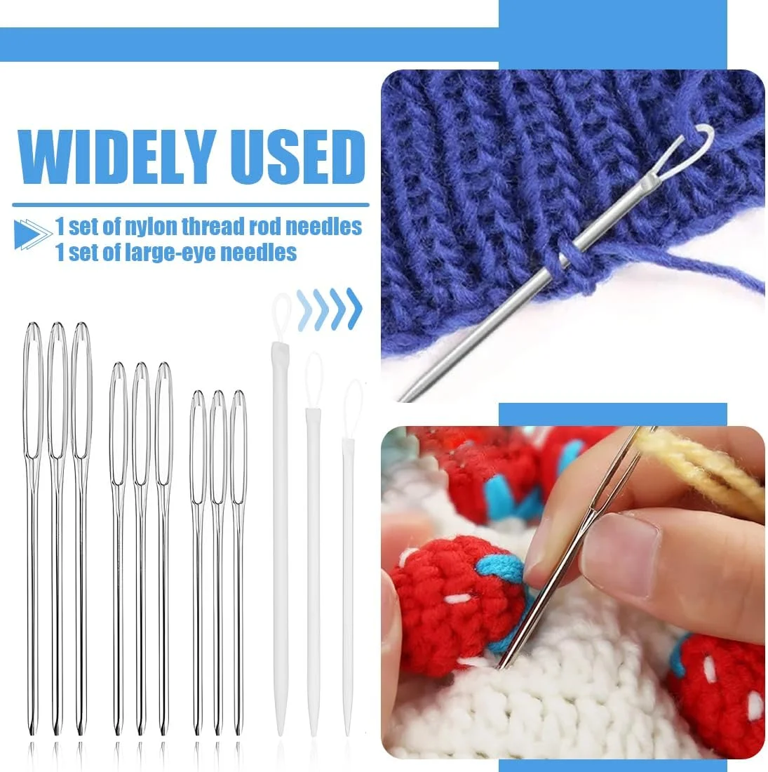 ست سوزن خیاطی 12 عددی، سوزن پشمی، سوزن های چشم بزرگ در 3 سایز، سوزن رفو، سوزن پشمی برای خیاطی سوزن خیاطی، برای صنایع دستی چرمی با دست