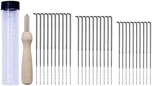 مجموعه سوزن نمد دوزی 30 عددی در 3 سایز مختلف به همراه ابزار نمد دوزی و بطری شفاف سوزن، 1 دسته سوزن نمد دوزی، ست ابزار نمد دوزی DIY، بادوام، کاربردی و با طراحی زیبا، کاربردی و بادوام