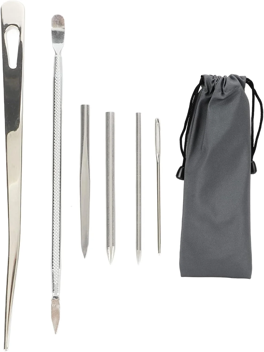 ست سوزن پاراکورد 6 عددی، ابزار بافت دستبند طناب چتر نجات از جنس استیل ضد زنگ، کیف نگهداری، لوازم جانبی پلتفرم قاب چوبی DIY، برای دوخت کیف مدرسه، کیف مسافرتی