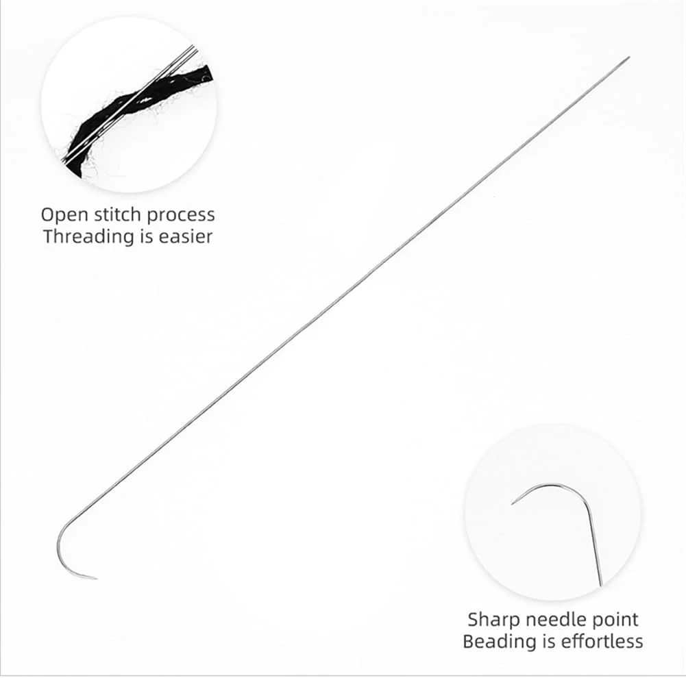 6 عدد سوزن مهره دوزی - سوزن های مهره دوزی گیره ای 7.5 اینچی برای چرخ مهره، قطر 0.7 میلی متر، سوزن های مهره دوزی کارآمد و محکم برای ساخت جواهرات (4-خمیده/0.7 میلی متر)
