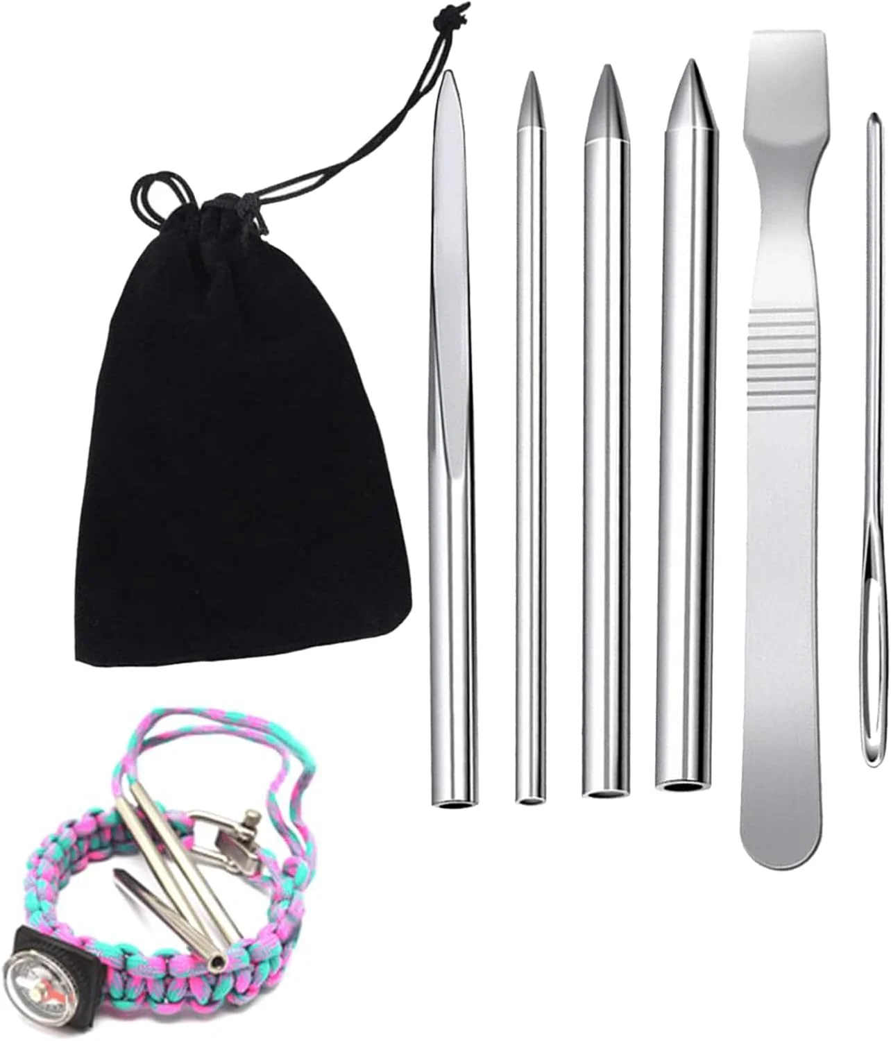 سوزن های پاراکورد، لوازم جانبی پاراکورد، مجموعه سوزن های خیاطی، با کیف نگهداری، ابزار صاف کننده پاراکورد برای لوازم صنایع دستی DIY