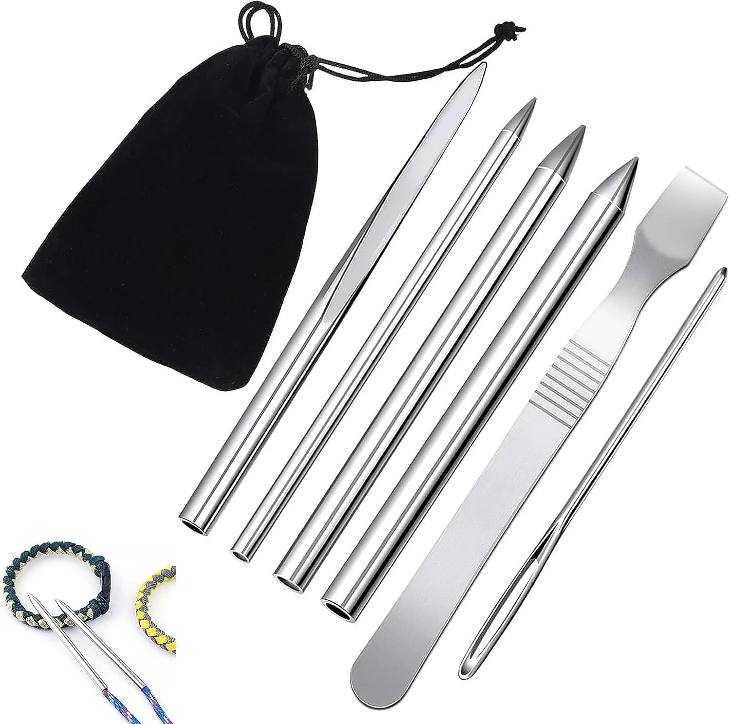 ست 6 تکه پاراکورد، لوازم جانبی پاراکورد، سوزن پاراکورد، سوزن اتصال، ابزار اتصال، سوزن خیاطی پاراکورد، برای دستبندهای صنایع دستی DIY، بند بافی، طناب، تزئین لباس