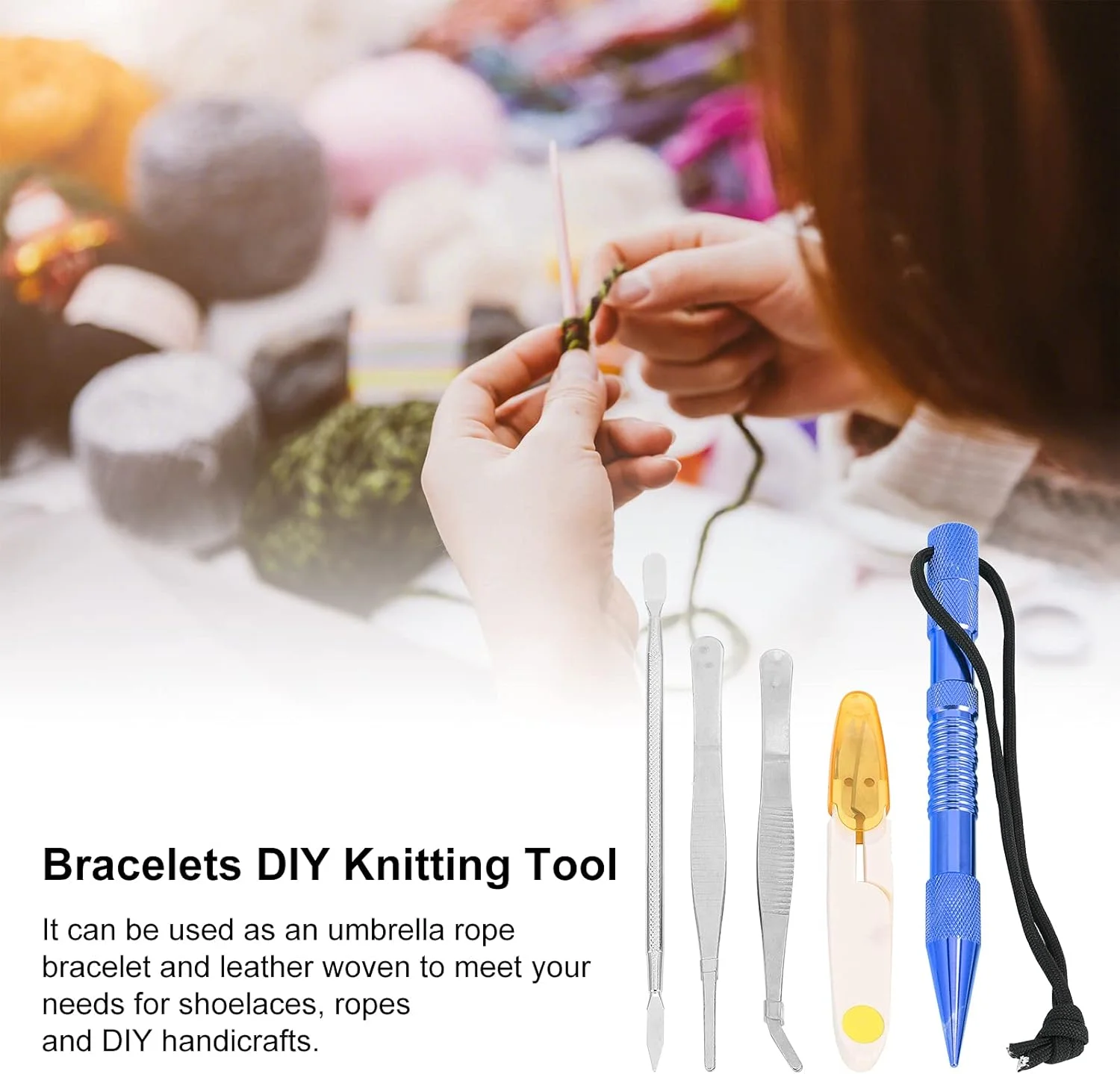 ابزار بافت سوزن های پاراکورد، سوزن های کاربردی بادوام و راحت، ابزار بافت دستبند DIY برای بند کفش برای صنایع دستی DIY Wzsydn (رنگ: آبی)