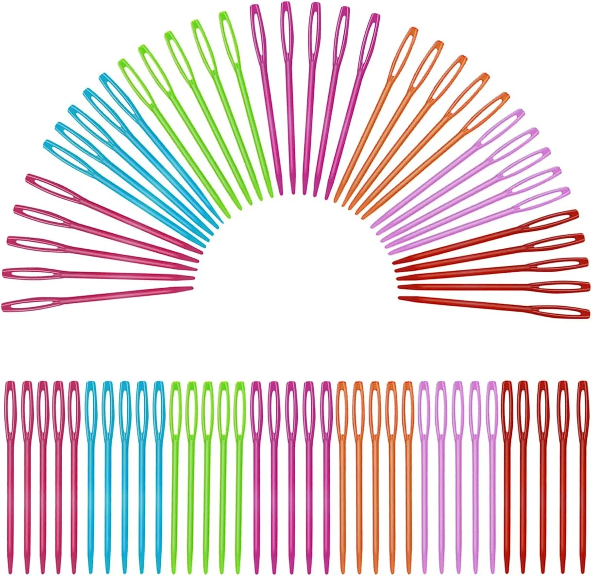 سوزن‌های خیاطی پلاستیکی رنگارنگ 7 سانتی‌متری OLIREXD، سوزن‌های بند ایمنی برای قلاب‌بافی کودکان، رفوگری، خیاطی، صنایع دستی دست‌ساز، رنگ‌های متنوع (طول 2.8 اینچ)