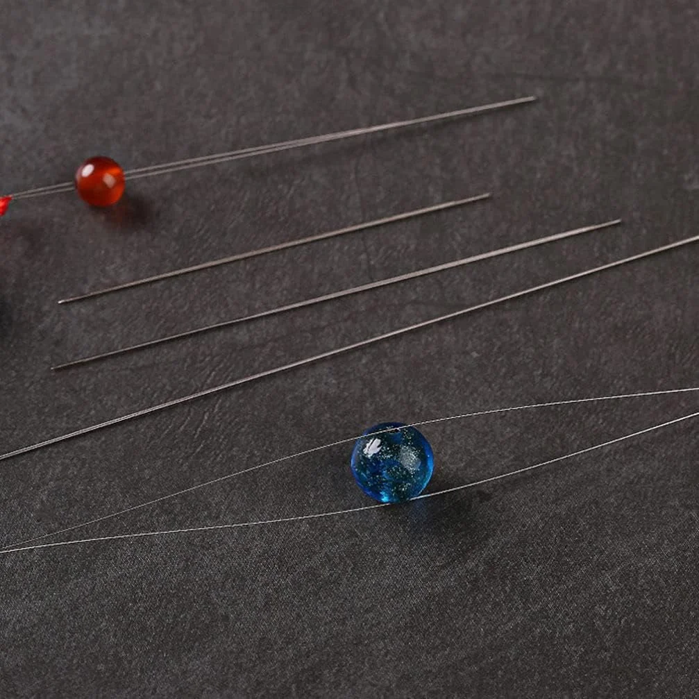 20 عدد سوزن مهره‌زنی بازشو، سوزن‌های مهره‌ای سیم آهنی، سوزن‌های گلدوزی مهره‌زنی مستقیم بلند برای ساخت جواهرات با نخ مهره‌ها