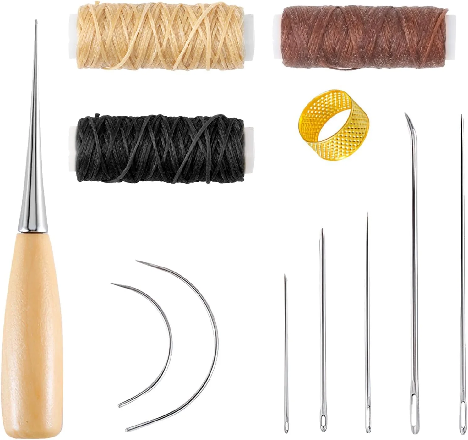 مجموعه 12 عددی سوزن های چرمی nllkii به همراه نخ موم زده 12 متری، کیت تعمیر چرم شامل سوزن های منحنی، درفش سوراخ کاری و انگشتانه برای تعمیر فرش، خز، بوم، پارچه، دوخت صنایع دستی DIY و لوازم گلدوزی مجموعه 12 عددی سوزن های چرمی nllkii به همراه نخ موم زده 12 متری، کیت تعمیر چرم شامل سوزن های منحنی، درفش سوراخ کاری و انگشتانه برای تعمیر فرش، خز، بوم، پارچه، دوخت صنایع دستی DIY و لوازم گلدوزی