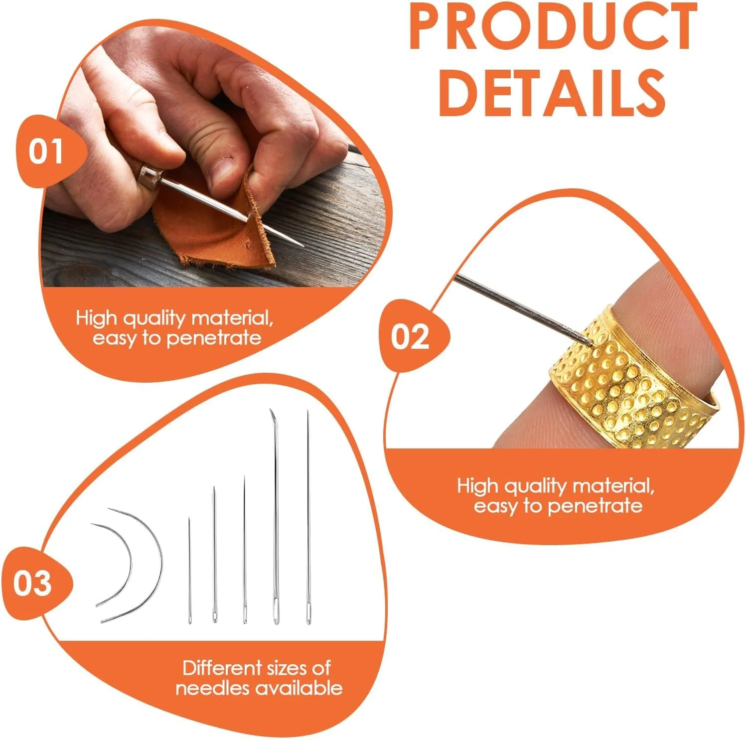 مجموعه 12 عددی سوزن های چرمی nllkii به همراه نخ موم زده 12 متری، کیت تعمیر چرم شامل سوزن های منحنی، درفش سوراخ کاری و انگشتانه برای تعمیر فرش، خز، بوم، پارچه، دوخت صنایع دستی DIY و لوازم گلدوزی