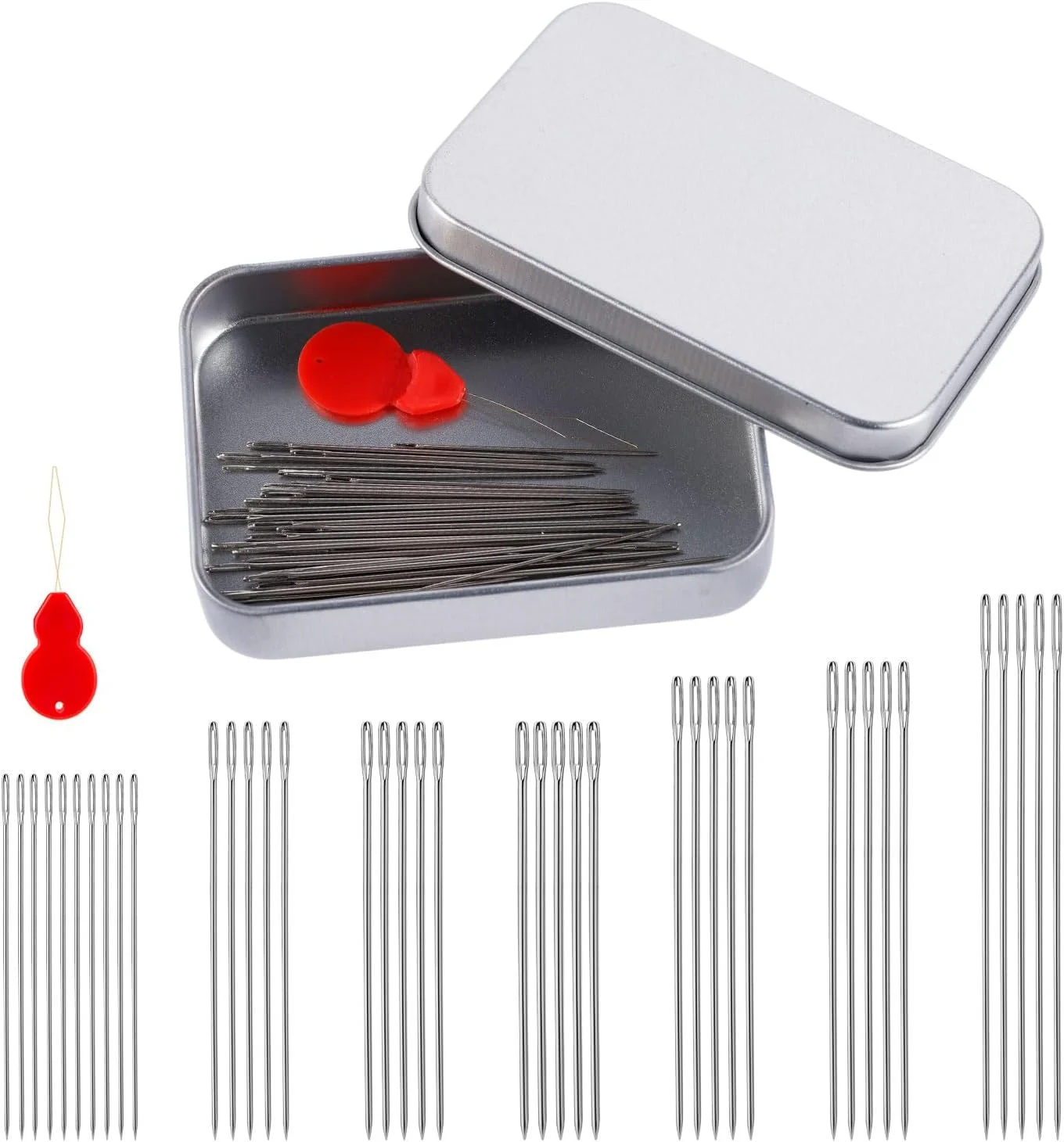 مجموعه سوزن خیاطی NQEUEPN شامل 40 عدد سوزن خیاطی دستی چشم بزرگ در 7 سایز، سوزن های استیل ضد زنگ به همراه سوزن نخ کن، سوزن های لحاف دوزی، سوزن های گلدوزی برای کارهای دستی مجموعه سوزن خیاطی NQEUEPN شامل 40 عدد سوزن خیاطی دستی چشم بزرگ در 7 سایز، سوزن های استیل ضد زنگ به همراه سوزن نخ کن، سوزن های لحاف دوزی، سوزن های گلدوزی برای کارهای دستی