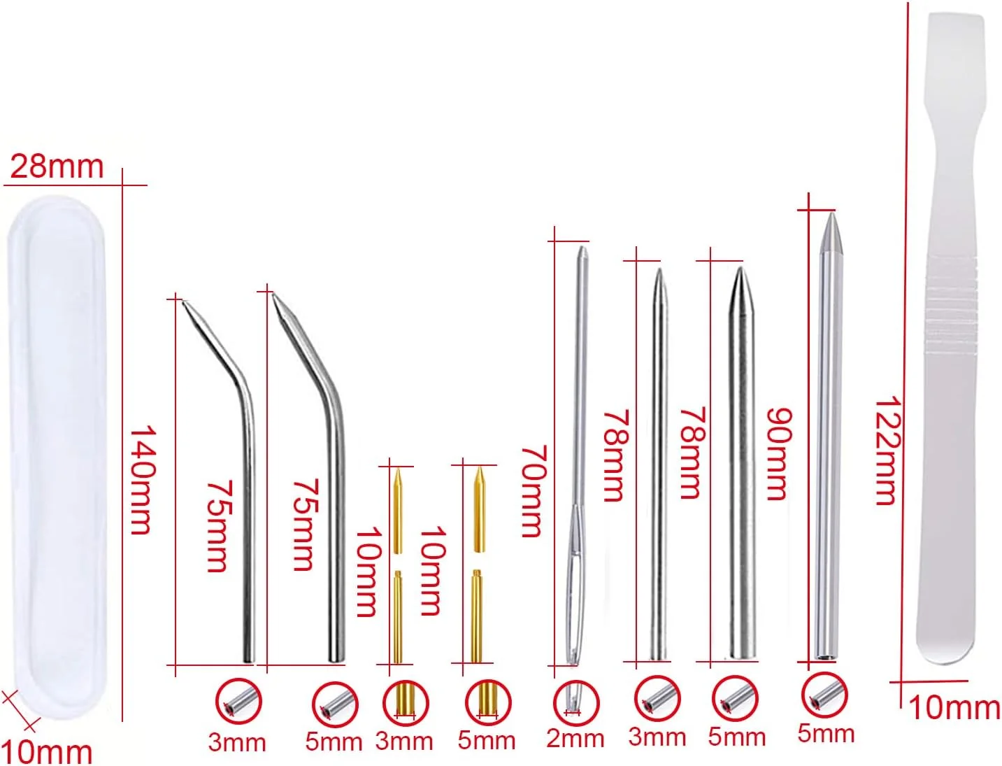 ست سوزن پاراکورد 10 عددی NIYATA، سوزن پاراکورد استیل ضد زنگ، به همراه سوزن خیاطی، ابزار صاف کننده و جعبه نگهداری، اندازه های مختلف، برای صنایع دستی و خیاطی، برای لوازم صنایع دستی DIY