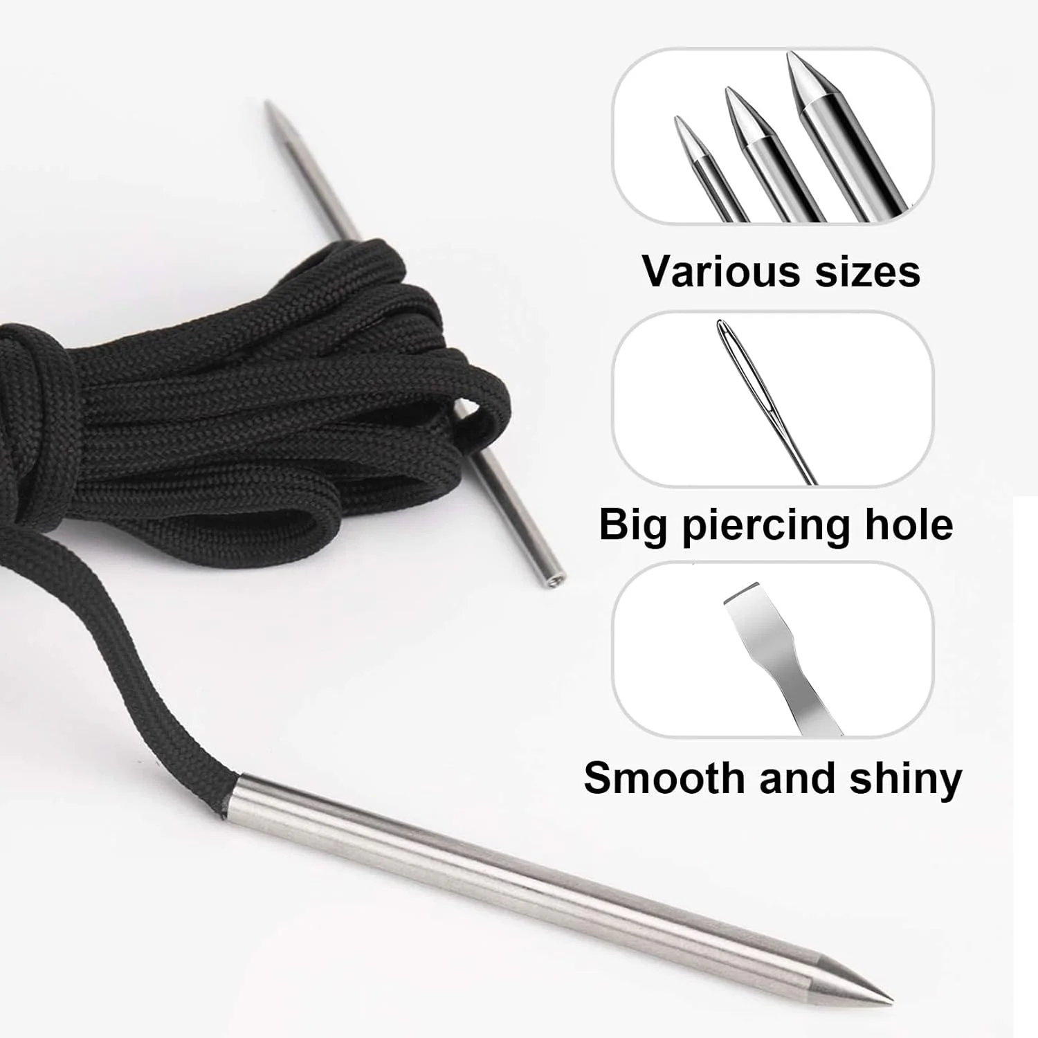 ست سوزن پاراکورد 10 عددی NIYATA، سوزن پاراکورد استیل ضد زنگ، به همراه سوزن خیاطی، ابزار صاف کننده و جعبه نگهداری، اندازه های مختلف، برای صنایع دستی و خیاطی، برای لوازم صنایع دستی DIY