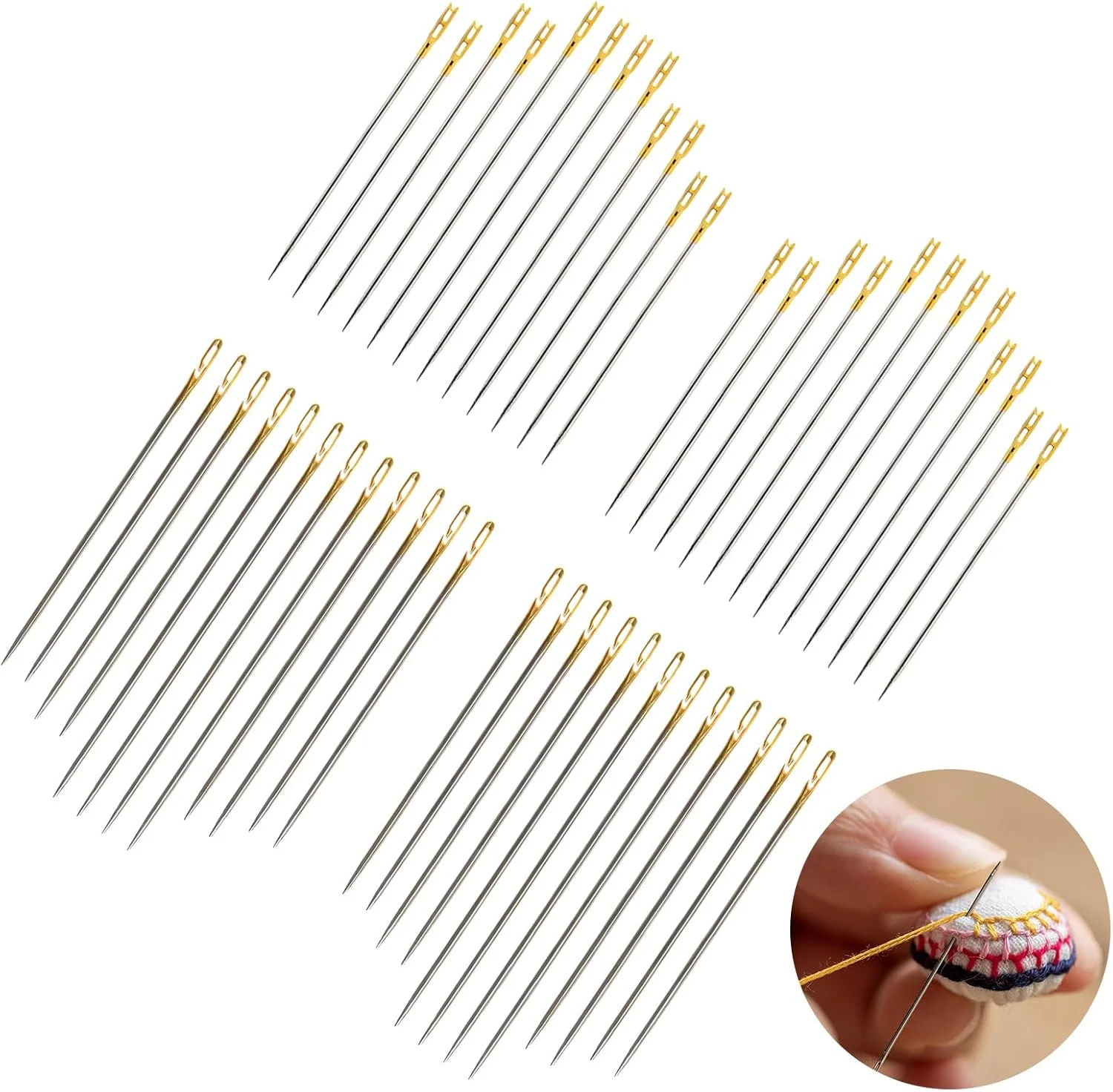 48 عدد سوزن نخ آسان دستی، 3 سایز سوزن نخ خودکار برای کارهای دستی DIY نوع معمولی، خیاطی و گلدوزی