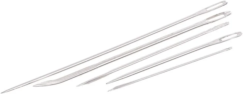 ست 6 عددی سوزن های خمیده تعمیر روکش مبلمان + 8 عددی سوزن های چشم بزرگ پشم نخ بافندگی ضخیم دوخت دستی رفوگری صنایع دستی