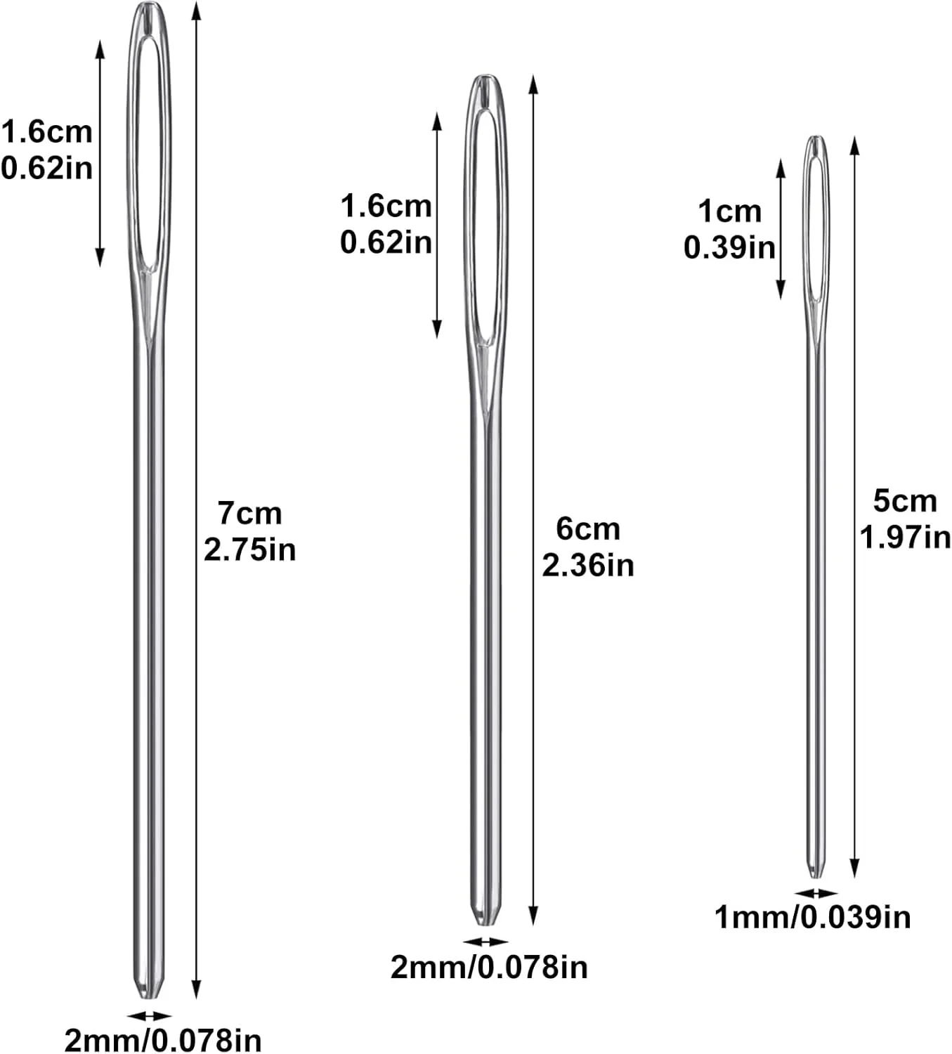 15 عدد سوزن ضخیم ته گرد با سوراخ بزرگ، سوزن بافتنی استیل ضد زنگ، سوزن های خیاطی دستی، سوزن های چرمی برای خیاطی DIY و صنایع دستی دست ساز