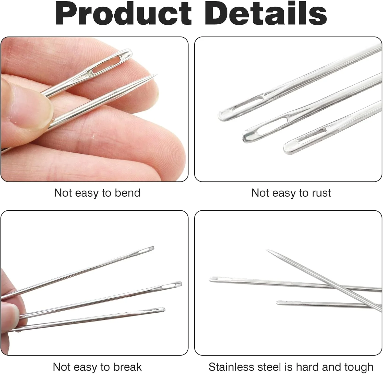 بسته 6 عددی سوزن خیاطی، برای سوزن های رفو با چشمی بزرگ، سوزن های خیاطی با چشمی بزرگ، سوزن گلدوزی بلند Ouligay، سوزن های خیاطی، چشمی بزرگ، سوزن روکش آویز، نخ کشی کودکان