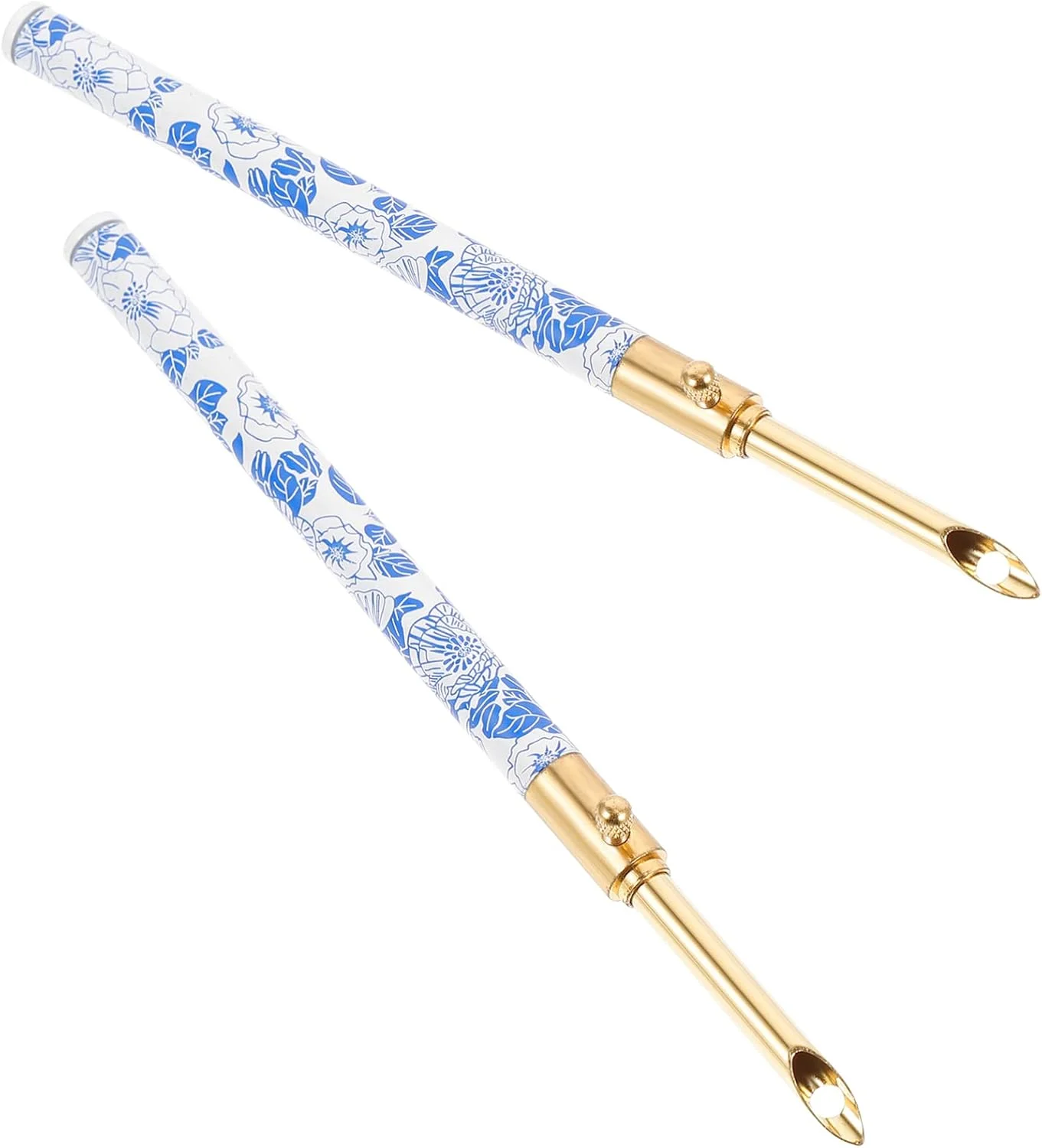 OOPP ست سوزن پانچ 2 عددی، دسته سوزن پانچ، کیت گلدوزی، لوله فلزی با بافت چوبی، سوزن های کوک متقاطع برای نخ و کاموا