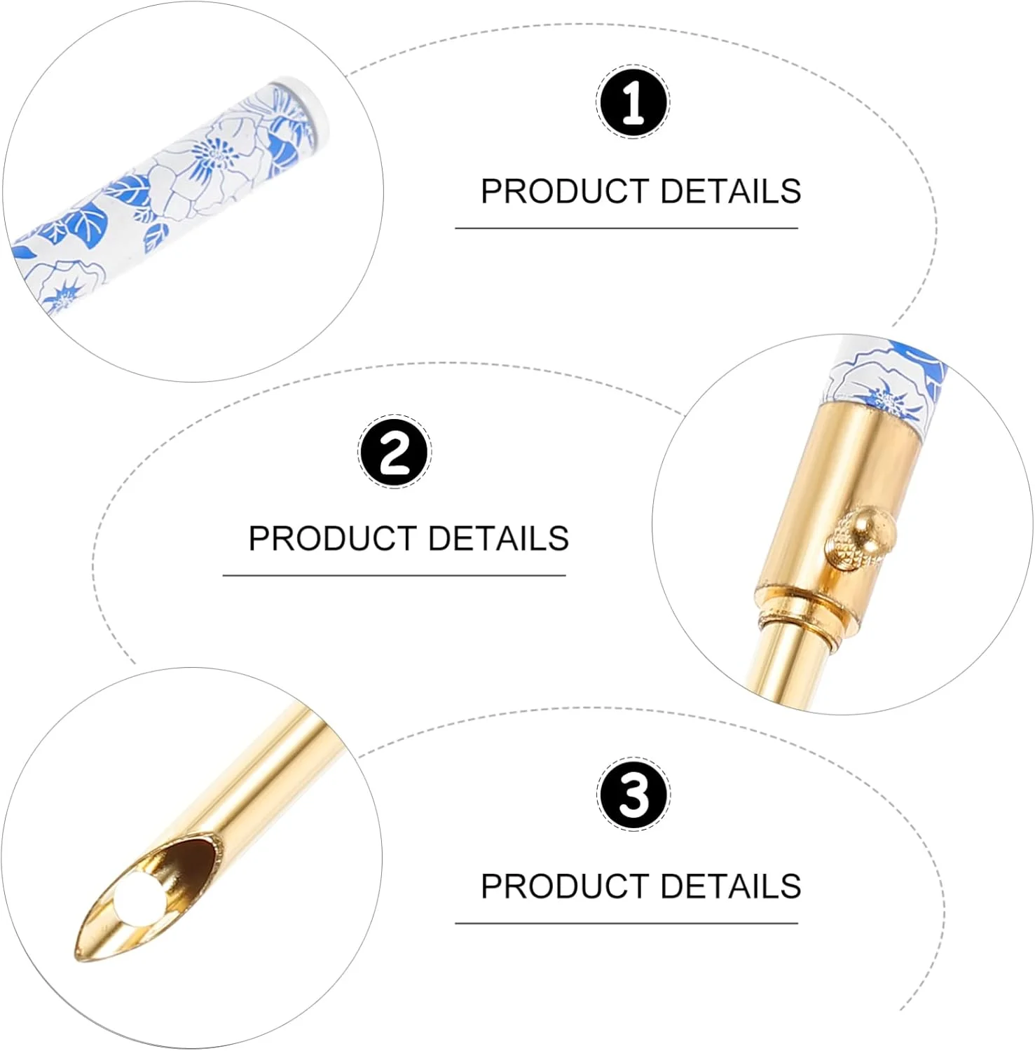 OOPP ست سوزن پانچ 2 عددی، دسته سوزن پانچ، کیت گلدوزی، لوله فلزی با بافت چوبی، سوزن های کوک متقاطع برای نخ و کاموا