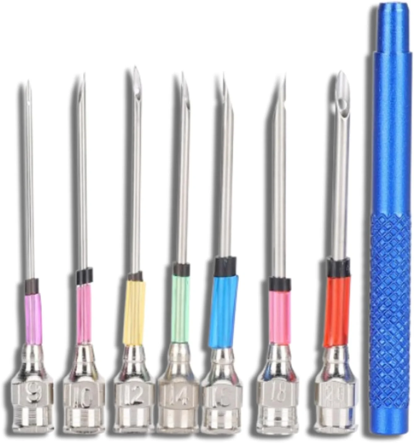 ست سوزن های فولادی، ست سوزن های پانچ گلدوزی فولادی، ست ابزار نخ دوزی سوزن های فولادی، سوزن بافندگی هنری پانچ با دسته برای ساخت دستی DIY