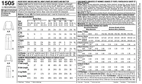 الگوهای خیاطی پیژامه مردانه و پسرانه Simplicity 1505، سایزهای کوچک تا بزرگ پسرانه و ایکس لارج تا پنج ایکس لارج مردانه