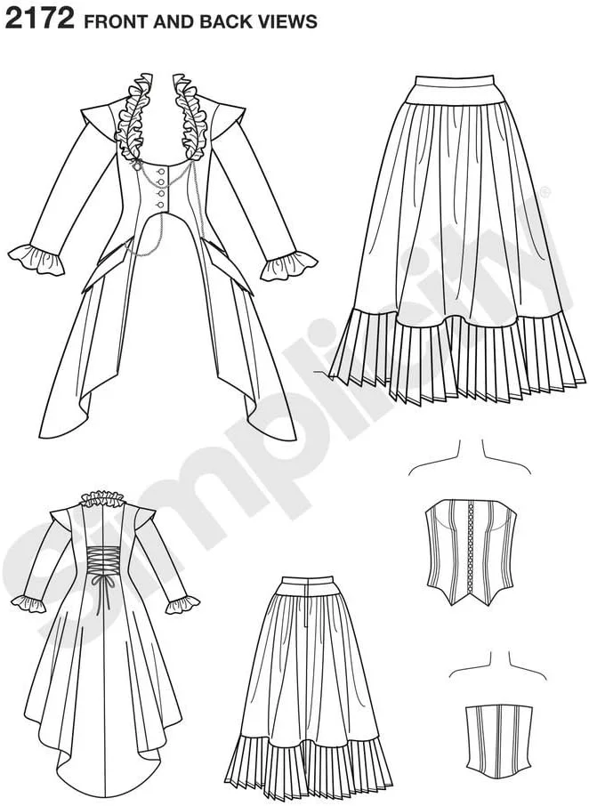 الگوی خیاطی سادگی R5 14-16-18-20-22 شماره 2172 لباس زنانه