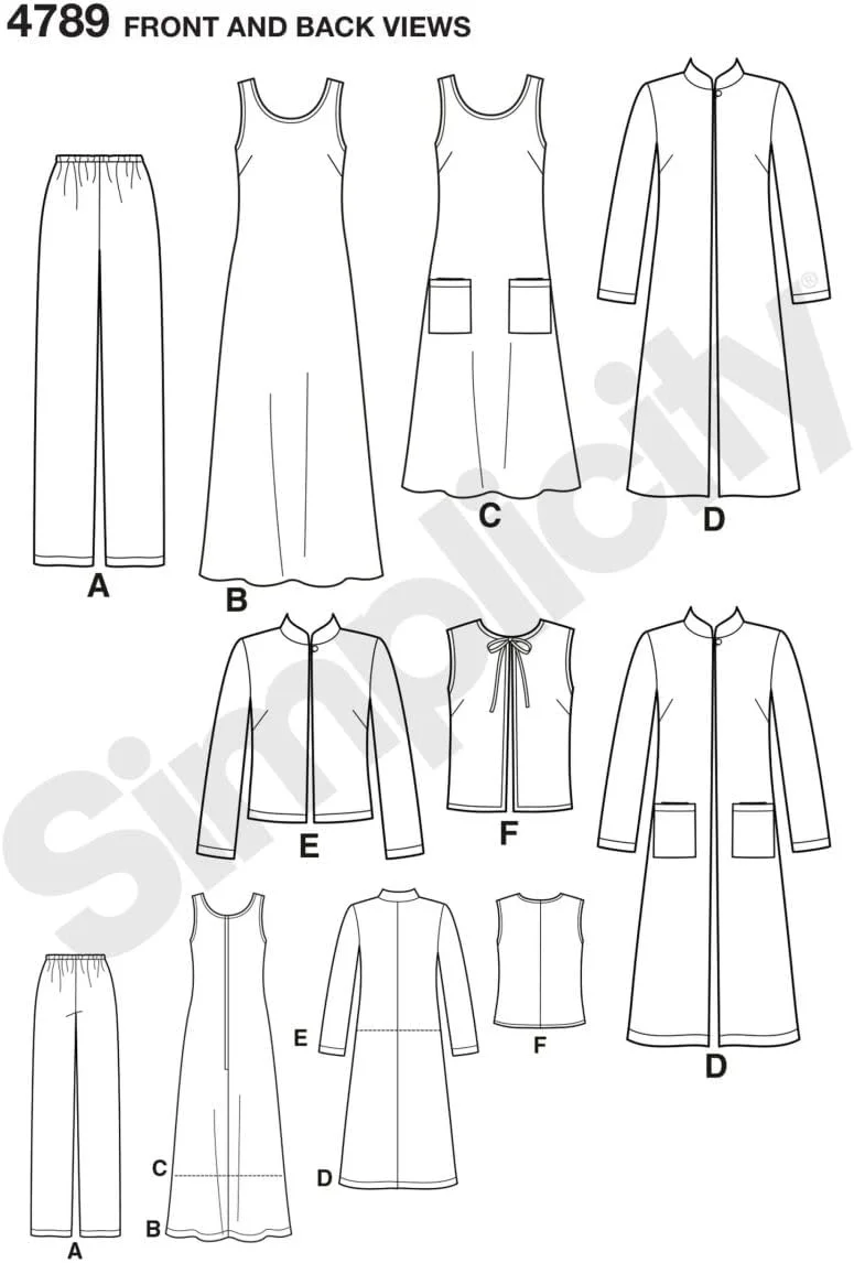 الگوی خیاطی سادگی 4789 لباس های هوشمند و غیر رسمی زنانه و سایز بزرگ، کاغذی، سفید، AA (10 12 14 16 18)