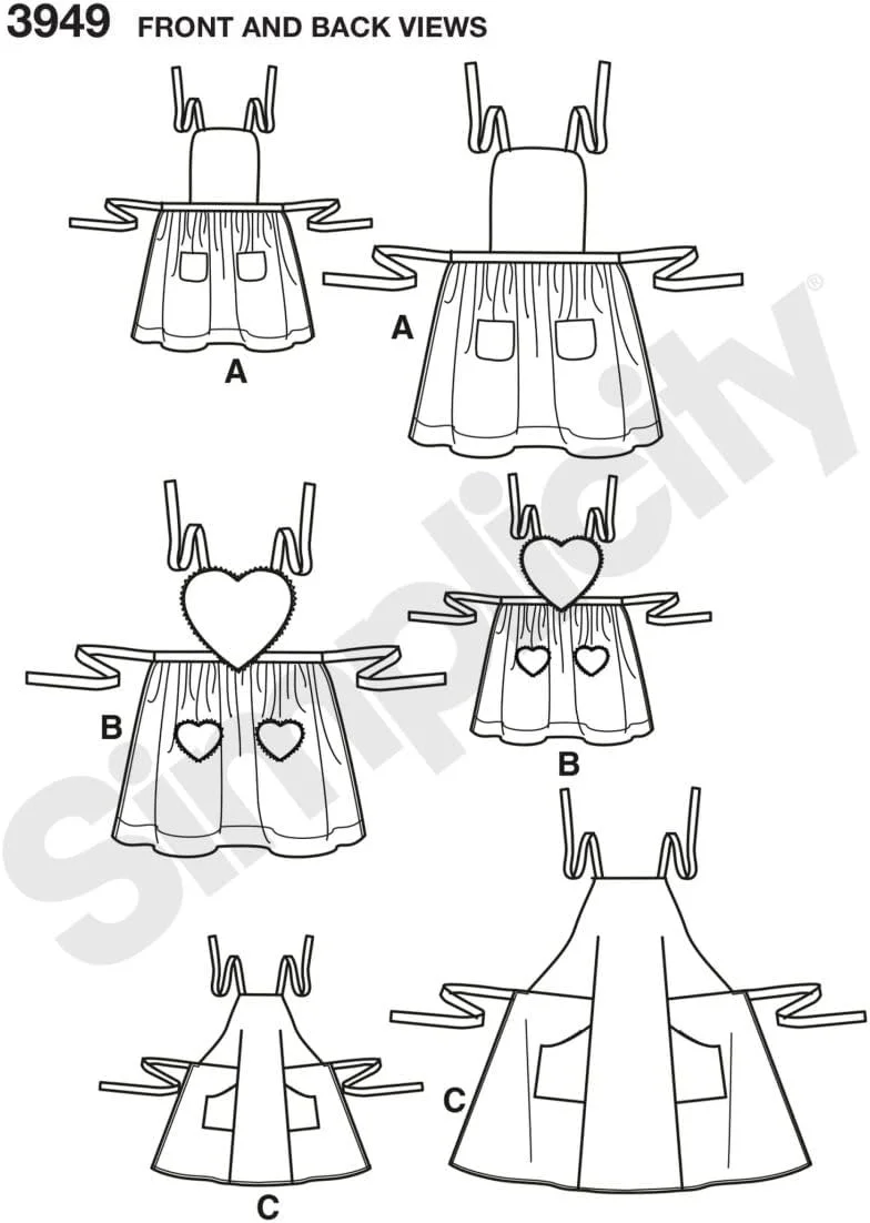 الگوهای خیاطی پیش بند ست مادر و کودک Simplicity، سایزهای S-L
