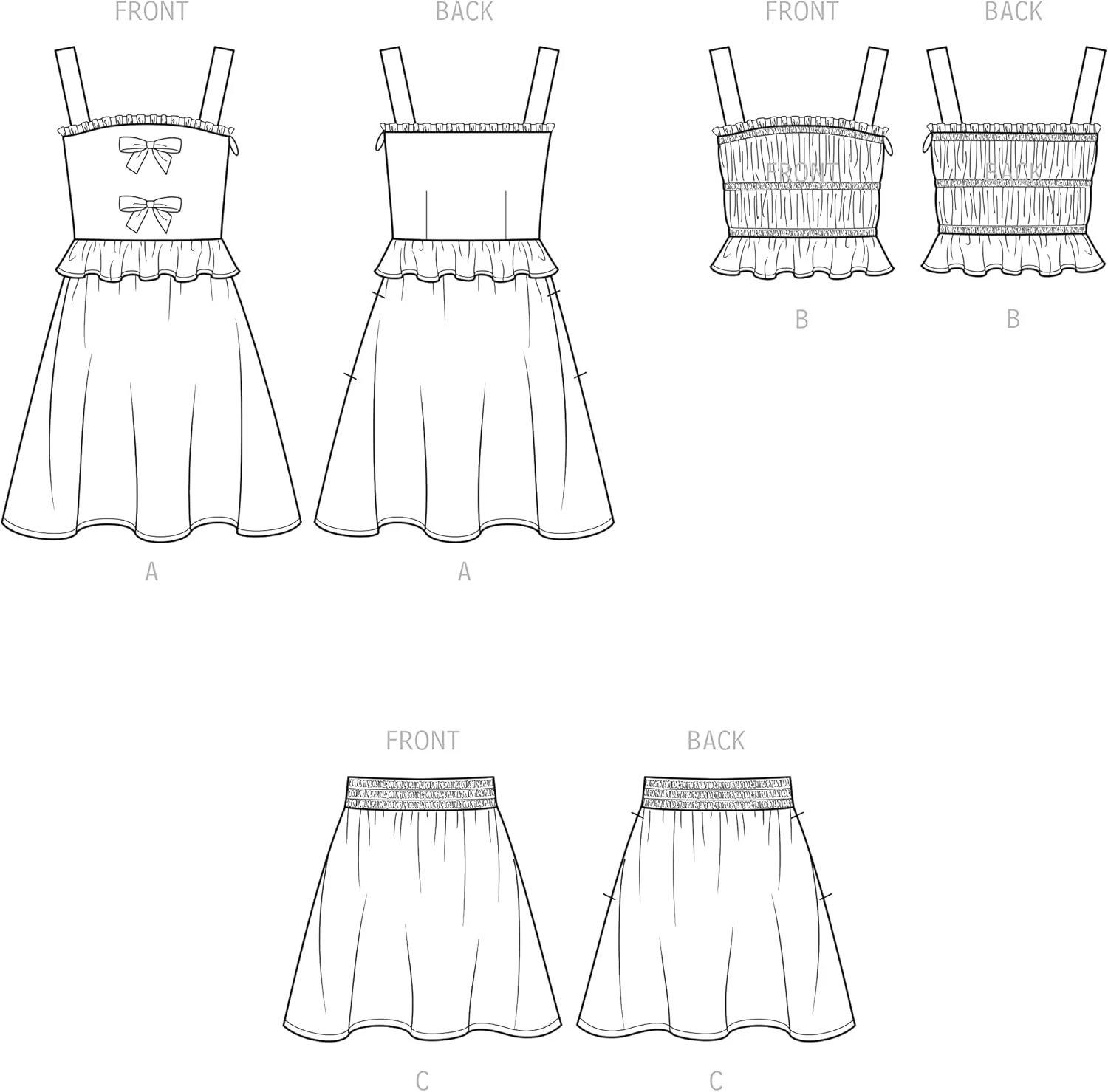 کیت الگوی خیاطی لباس، تاپ و دامن بچگانه Simplicity، کد S9560، سایزهای 3-4-5-6، چند رنگ