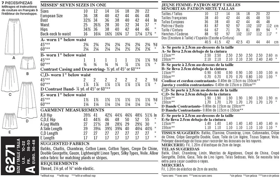 الگوهای خلاقانه سادگی نیو لوک 6271 دامن زنانه در سه قد و شلوار یا شورت، A (10-12-14-16-18-20-22)