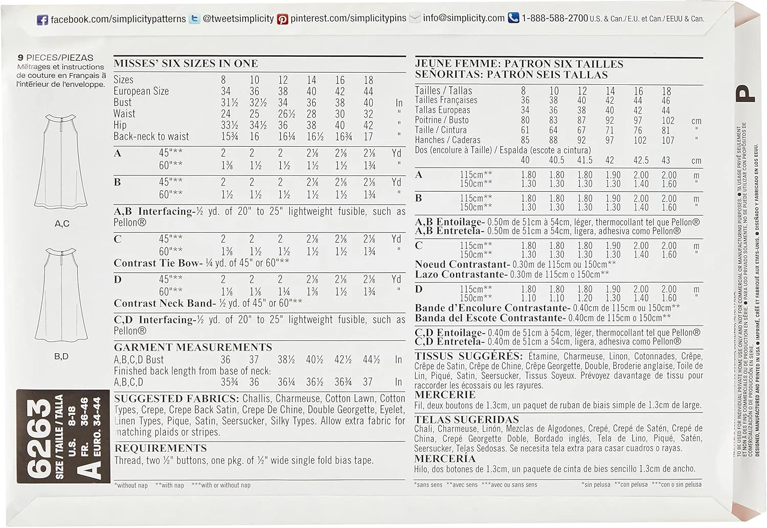 الگوهای خلاقانه سادگی نیو لوک، لباس فون زنانه، A (8-10-12-14-16-18)