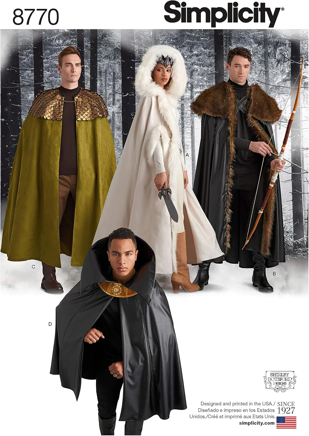 الگوی خیاطی شنل فانتزی هالووین و لباس Cosplay مدل Simplicity 8770، مناسب برای هر دو جنس، 4 مدل، یک سایز الگوی خیاطی شنل فانتزی هالووین و لباس Cosplay مدل Simplicity 8770، مناسب برای هر دو جنس، 4 مدل، یک سایز