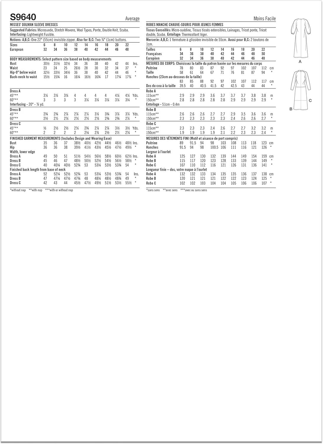 الگوی خیاطی لباس آستین خفاشی زنانه Simplicity، کد S9640، سایزهای 6-8-10-12-14، چند رنگ الگوی خیاطی لباس آستین خفاشی زنانه Simplicity، کد S9640، سایزهای 6-8-10-12-14، چند رنگ