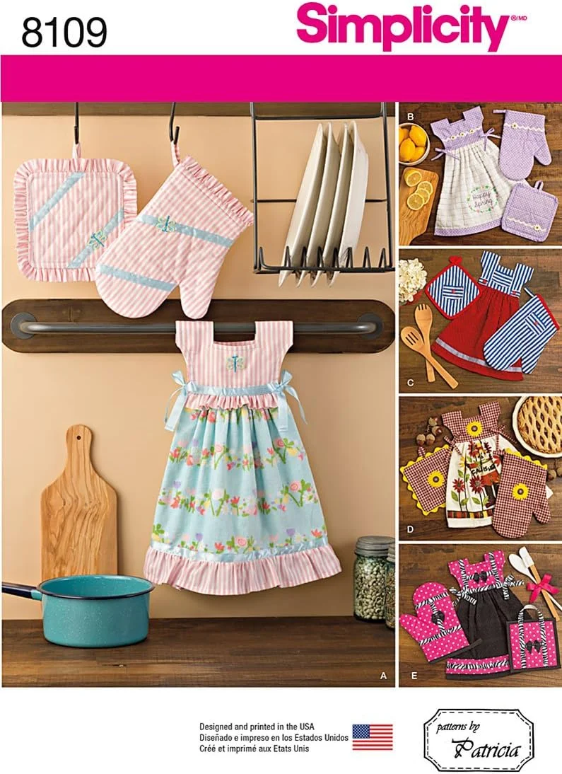 الگوی خیاطی لوازم آشپزخانه Simplicity 8109 شامل دکور خانه، حوله، دستگیره قابلمه و دستکش فر، 5 تکه