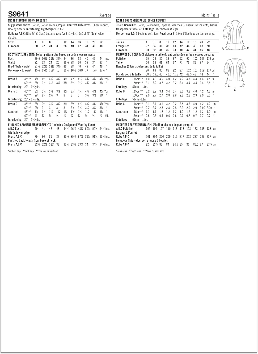 کیت الگوی خیاطی لباس دکمه دار زنانه Simplicity، کد S9641، سایزهای 4-6-8-10-12، چند رنگ