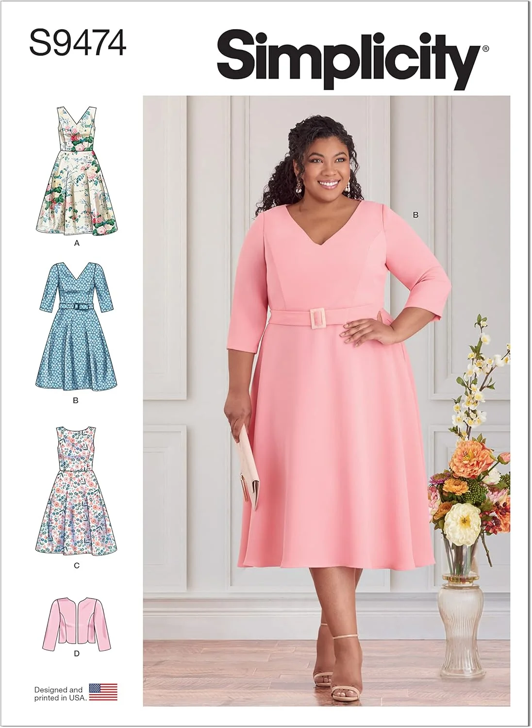 الگوی خیاطی ژاکت و لباس زنانه سادگی، کد S9474، سایزهای 18W-20W-22W-24W، چند رنگ