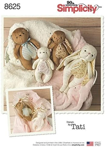 الگوی سادگی 8625 حیوانات عروسکی و کیسه های هدیه