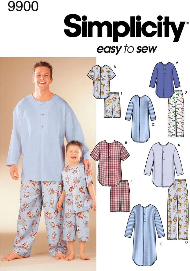 الگوی خیاطی سادگی 9900 لباس راحتی پسرانه و مردانه، A (S-M-L/S-M-L-XL)