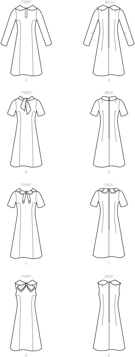 الگوی خیاطی سادگی S9104، لباس های زنانه وینتیج با آستین و یقه های متنوع، سایزهای مختلف، H5 (6-8-10-12-14)