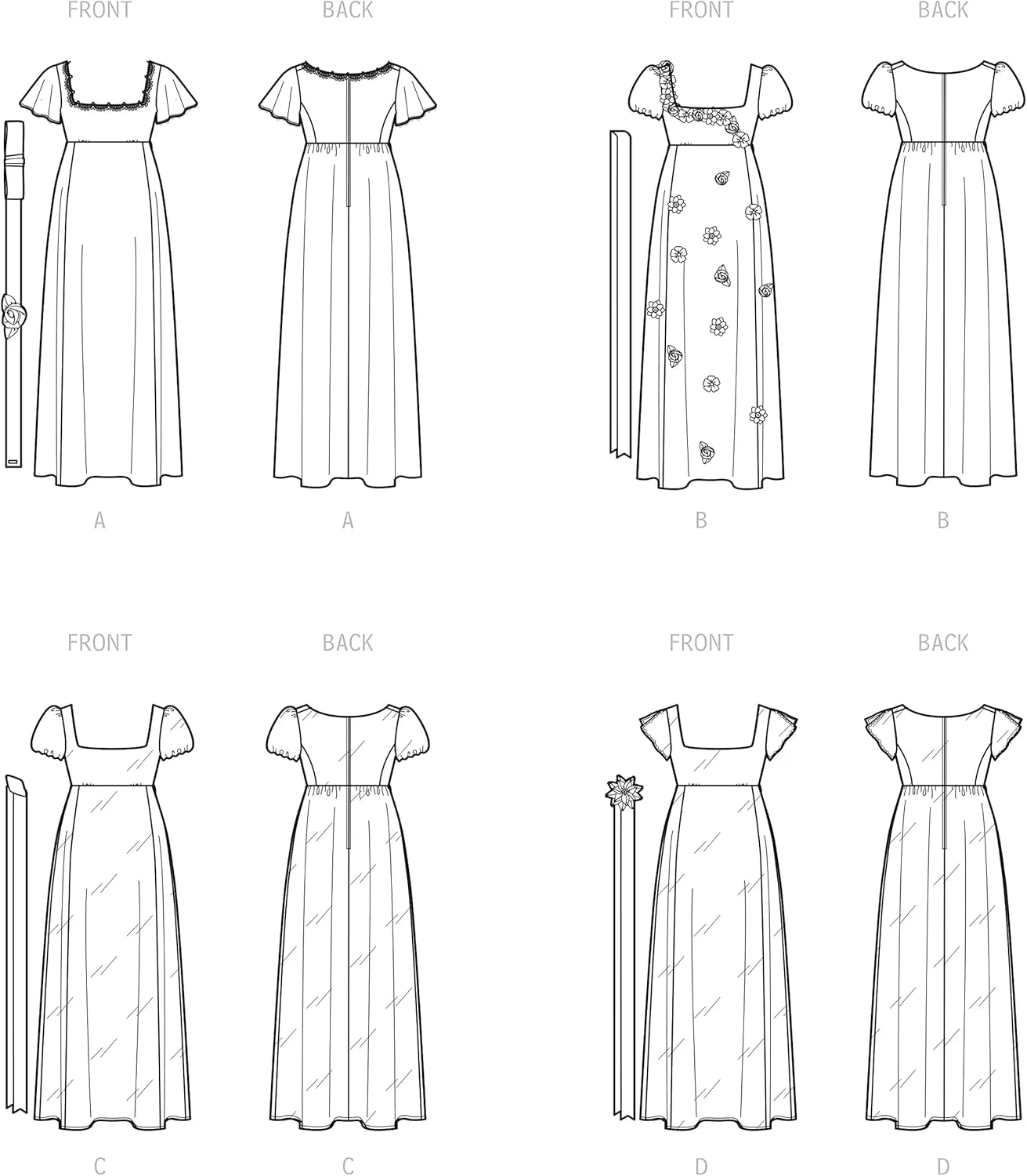 الگوی خیاطی سادگی S9434 برای لباس های زنانه و دخترانه به سبک دوران نیابت سلطنت، سفید، SS9434AA