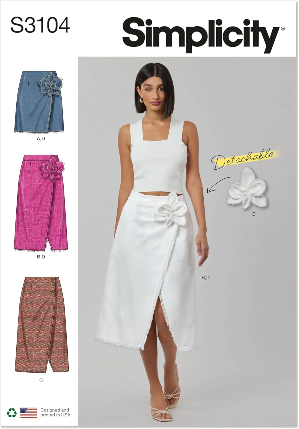 الگوی خیاطی SIMPLICITY SS3104Y5 دامن های پیلیسه زنانه با گل سه بعدی جداشدنی Y5 (سایز 18-20-22-24-26)